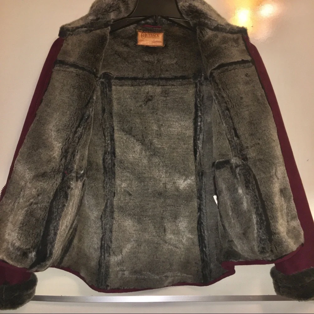 Outback Faux Shearling Coat Soft Lux Burgundy Red size Small fit Like a Medium - Picture 5 of 8